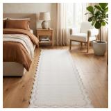 GARVEEHOME 2.5X8 SCALLOPED WASHABLE RUNNER RUG FOR
