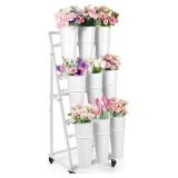 3FT FLOWER DISPLAY STAND WITH 9 BUCKETS,METAL FLOW
