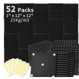 FOCUSOUND 52 PACK ACOUSTIC FOAM PANELS 1' X 12' X