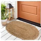 CHARDIN HOME HAND WOVEN NATURAL JUTE BRAIDED RUG -