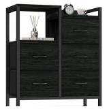FURNULEM 5 DRAWER BLACK DRESSERS FOR BEDROOM 2 TIE