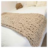 CHUNKY KNIT BLANKET THROW 48'X71', CHENILLE THROW