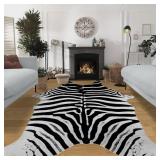 $130 ZEBRA RUG LARGE 10X8 FT ZEBRA PRINT RUG COW H