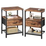 1 HUUGER NIGHTSTAND NIGHT STAND WITH FABRIC DRAWER