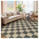 EASY JUTE RUG 6X9 CHECKERED RUGS: WASHABLE WOVEN A