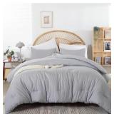 WEIGELIA FULL SIZE COMFORTER MODERN LIGHT GREY 3PC