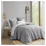CAMDEN 7-PIECE GRAY MICROFIBER QUEEN BED IN A BAG