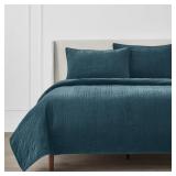 3-PIECE CHARLESTON TEAL LUSH VELVET COTTON FULL/QU