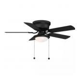 HUGGER 44 IN. LED INDOOR MATTE BLACK CEILING FAN W