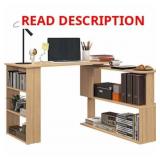 HOMCOM L SHAPED CORNER DESK IN COLOR BLACK