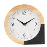 8 IN. X 8 IN. LIGHT BROWN WOOD ROUND ABSTRACT CLOC