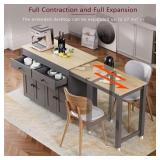$412 GRAY WOOD 74.5 IN. KITCHEN ISLAND WITH EXTEND