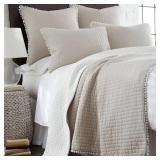 POM POM TAUPE SOLID FULL/QUEEN COTTON QUILT