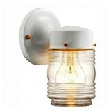 7.2 IN. 1-LIGHT MATTE WHITE JELLY JAR OUTDOOR WALL