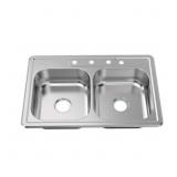 33 IN. DROP-IN 50/50 DOUBLE BOWL 22 GAUGE STAINLES