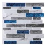 DESIGN BLUE 12 IN. X 12 IN. MARBLE VINYL PEEL AND