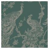 GLISTENING PEACOCK GREEN METALLIC WALLPAPER 6 ROLL
