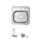 PRO 15 IN. DROP IN SINGLE BOWL 20 GAUGE STAINLESS