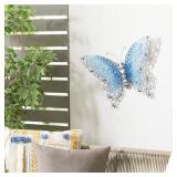 21 IN. X 16 IN. METAL SILVER BUTTERFLY WALL DECOR