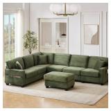 $1399 125.2 IN. SQUARE ARM CORDUROY UPHOLSTERED L-
