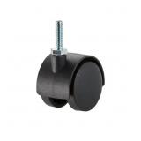 1 LOT (1) 1.57 IN. BLACK PLASTIC CASTER SET (1) VI