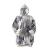 GRAY WEARABLE THROW BLANKET HOODIE