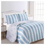 BLUE FULL/QUEEN STRIPED ANCHOR COASTAL 3-PIECE MIC