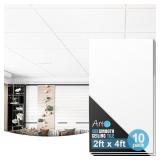 $120 ART3D 10-PACK SMOOTH DROP CEILING TILE 2FT X