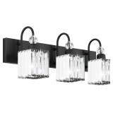 RALBAY MODERN CRYSTAL BLACK VANITY LIGHT 3 LIGHT B