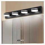 4 LIGHT BATHROOM VANITY LIGHT, MODERN MATTE BLACK