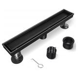 SHOWER DRAIN, 18 INCH BLACK LINEAR SHOWER DRAIN WI