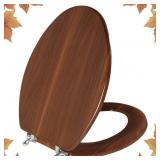 ANGOL SHIOLD ELONGATED WOODEN TOILET SEAT WITH ZIN