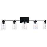 5 LIGHT BATHROOM VANITY LIGHT FIXTURES, MATTE BLAC