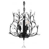 SMALL BLACK CRYSTAL CHANDELIER, FARMHOUSE 3-LIGHT