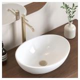 KES BATHROOM VESSEL SINK, 16" X 13" OVAL VESSEL SI