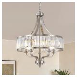 $180 20" BRUSHED NICKEL CRYSTAL CHANDELIER,5-LIGHT