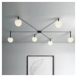 $230 6-LIGHT BLACK GLASS SEMI EMBEDDED CEILING LIG
