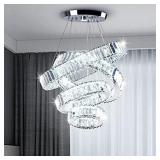 $146 CLAIRDAI MODERN 4 RING CRYSTAL CHANDELIER, LE