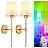 DEPULEY BATTERY OPERATED WALL SCONCE: SET OF 2 WIR
