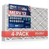 BNX TRUFILTER 20X30X1 AIR FILTER MERV 13 (4-PACK)