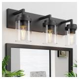 BATHROOM VANITY LIGHT, 3 LIGHT MATTE BLACK VANITY