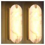 $169 14.17IN ALABASTER WALL SCONCES, NATURAL MARBL