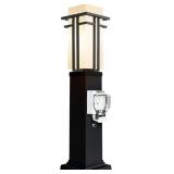 $120 OUTDOOR LAMP POST WITH OUTLET, MODERN POST LI