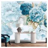$146 UBEOS-BLUE PEONY WALLPAPER VINTAGE HAND-PAINT