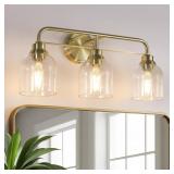 MECGIRN 3 LIGHT GOLD VANITY LIGHTS FOR BATHROOM, B