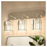 KEONJINN 3-LIGHT CHROME BATHROOM LIGHT FIXTURES, C