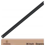 36 INCH CEILING FAN DOWNROD, 1" DIAMETER MATTE BLA