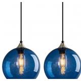$130 BLUE GLASS PENDANT LIGHTS KITCHEN ISLAND LIGH