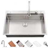$312 33 INCH DROP IN KITCHEN SINK WITH WATERFALL F