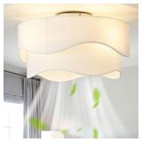 $115 FLUSH MOUNT CEILING FAN WITH LIGHTS, 20" LOW